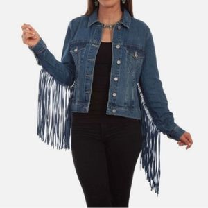 Scully Denim Long Sleeve Fringe Jacket Size XS Rodeo Western